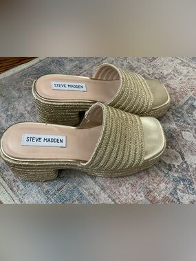 Steve Madden Metallic Gold Braided Platform Mules